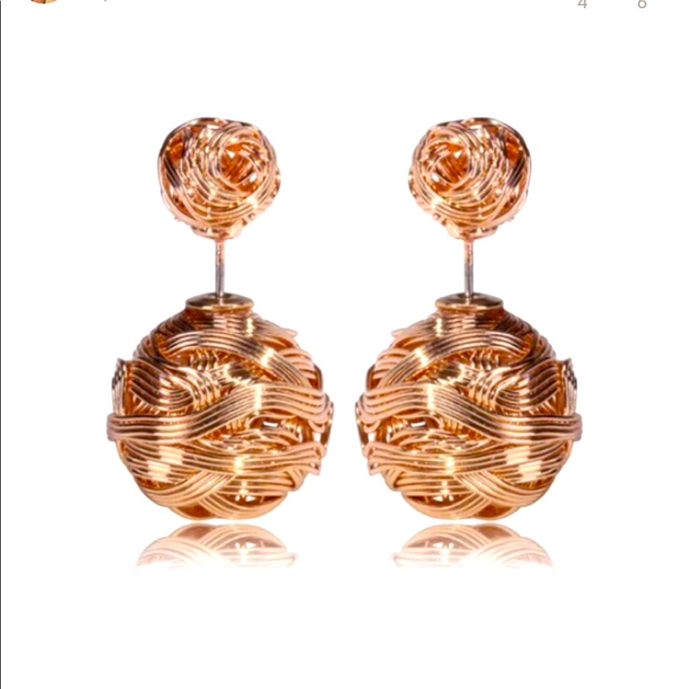 Double sided gold ball earrings